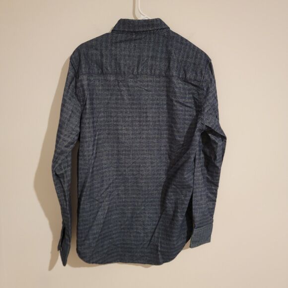 Mens Flannel Shirt Size Large Modern Slim Fit Striped Button Up - Picture 2 of 7